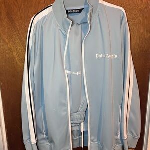 Palm Angels Sky Blue Track Jacket with White Accents